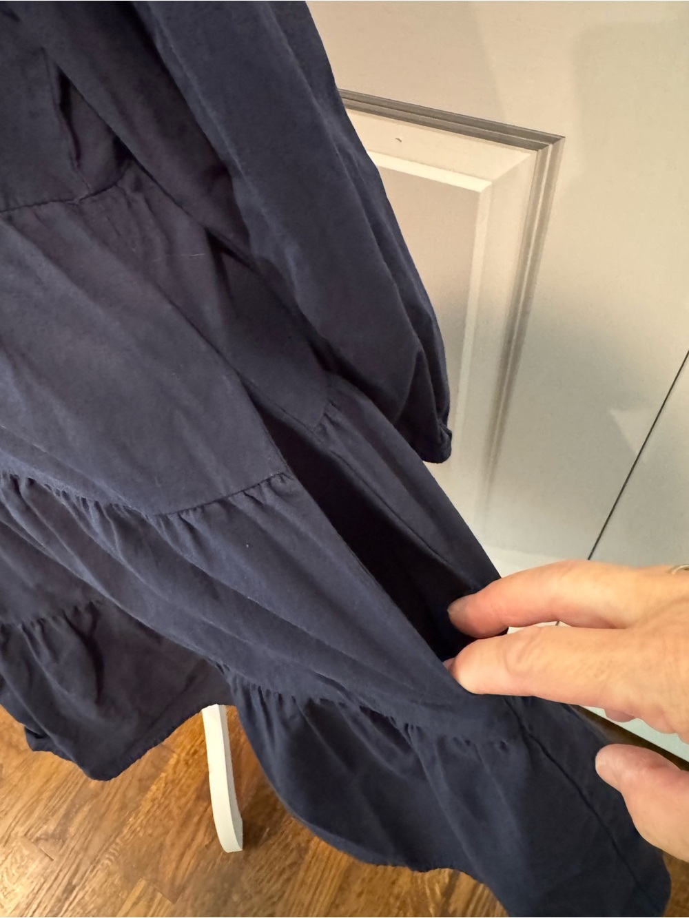 Pomander Place by Tuckernuck Navy Blue Mabel Cotton Tiered Shirt Dress Size S - Picture 9 of 15